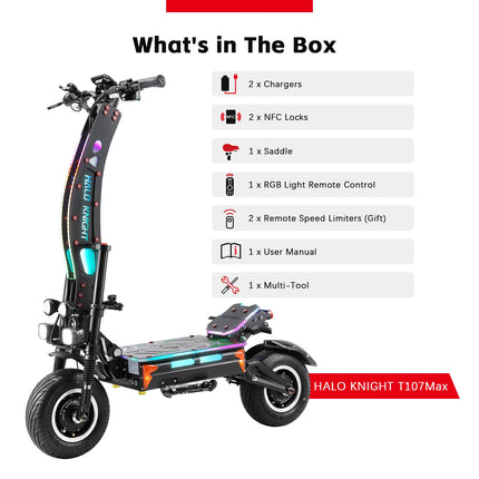 Halo Knight T107 Max Scooter elettrico 13 pollici Off Road Pneumatico 4000W * 2 Doppio motore 72V 50Ah Batteria E-Scooter per pendolarismo urbano