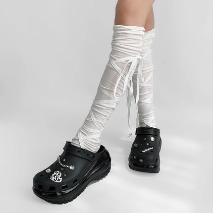 Chaussettes couvre-jambes punk pour femmes avec cravate au mollet Chaussettes à sangle au mollet de danse de ballet Chaussettes fines Y2K Chaussettes cosplay Lolita gothique japonais JK Club