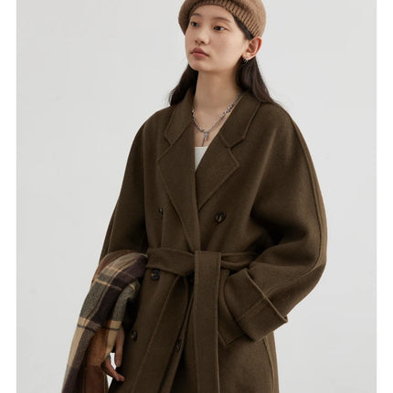 CHIC VEN Women Long Double-sided Woolen Coats Retro Loose Female Overcoat Double Breasted Ladies Windbreak Autumn Winter 2026