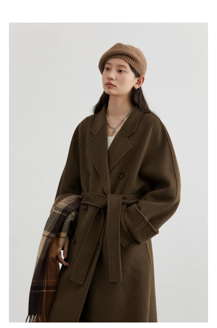 CHIC VEN Women Long Double-sided Woolen Coats Retro Loose Female Overcoat Double Breasted Ladies Windbreak Autumn Winter 2026
