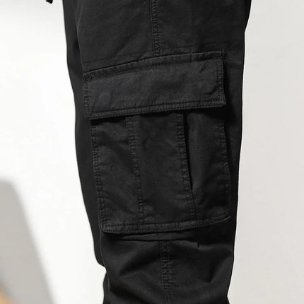 2024 New Winter Cargo Pants Men Multi-Pockets Drawstring Fleece Liner Thick Warm Overalls Joggers Casual Cotton Thermal Trousers