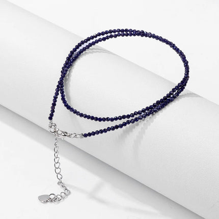 Mini Stone Beaded Necklace 2mm Faceted Natural Agat Quartzs Necklaces Female Fashion Party Choker for Women Girls Jewelry Gift PlatiNum