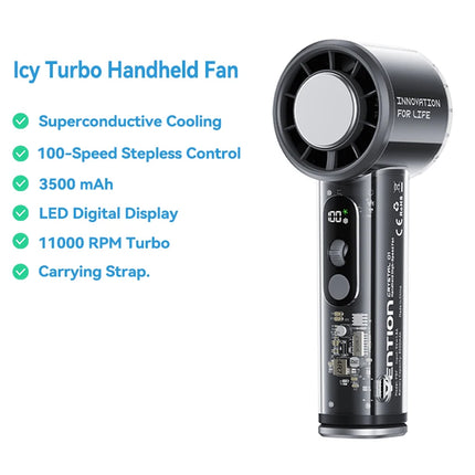 Ventilatore Portatile Vention Turbo con Raffreddamento Superconduttivo, per Campeggio, 11000 RPM, Velocità Regolabile, Display LED Digitale
