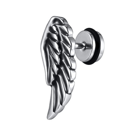 Orecchini a bottone con ala da diavolo gotico Vnox, gioielli per orecchie con piercing in piume d'angelo, Brincos vintage da uomo e ragazzo platinumshop