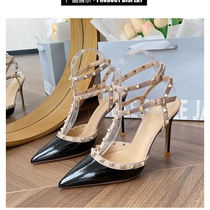 Scarpe da Donna di Design, Lussuose e Sexy con Borchie, Tacchi Alti Estivi, Sandali a Punta Stile Francese, Scarpe da Cerimonia, Zapatos De Mujer platinumshop