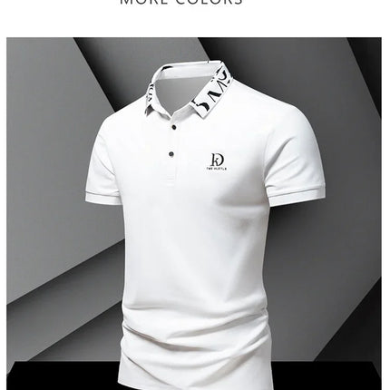 Men's fashionable summer POLO ice silk quick-drying T-shirt short-sleeved solid color loose fit business collar