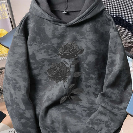 Unisex Vintage-Style Distressed Sweatshirt with Rose Print