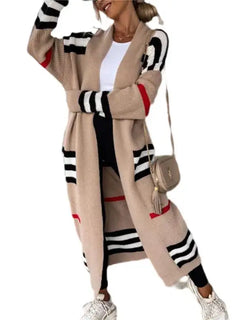 Print Long Cardigan For Women 2025 New Autumn Winter Clothes Knit Loose Outerwear Soft Sweater Coat Streetwear Fashion Cover Up