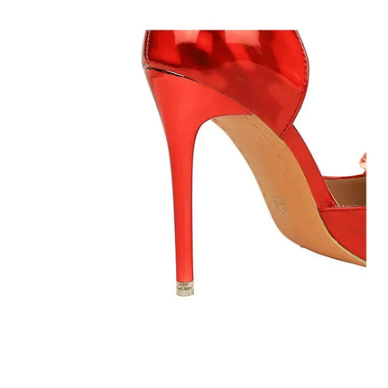 BIGTREE Scarpe con fiocco in strass Décolleté da donna Scarpe da banchetto di lusso Tacchi alti sexy Scarpe da festa con tacco a spillo da donna di grandi dimensioni 41 42 43