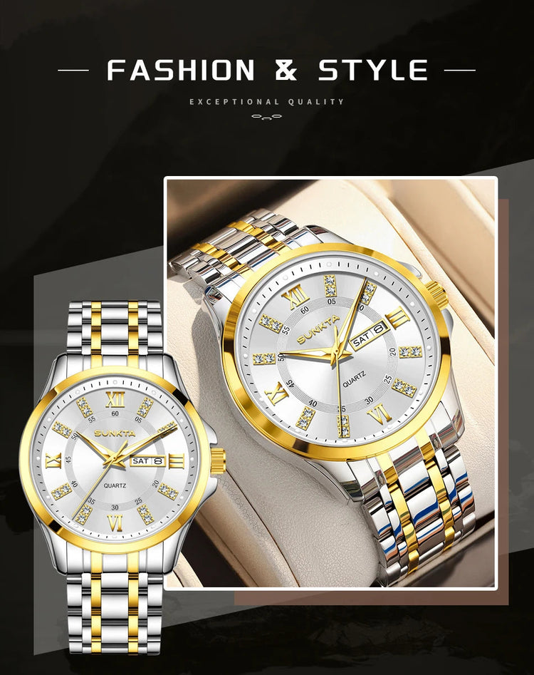 SUNKTA Orologio da Donna con Diamanti, Moda Creativa, Acciaio Impermeabile, Orologio al Quarzo Casual Luminoso con Bracciale platinumshop