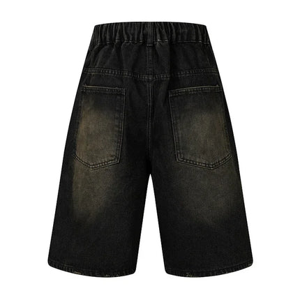 Spider web denim shorts coppia American high street dritto gamba larga hip-hop bello retrò allentato casual nuovi pantaloni a cinque quarti