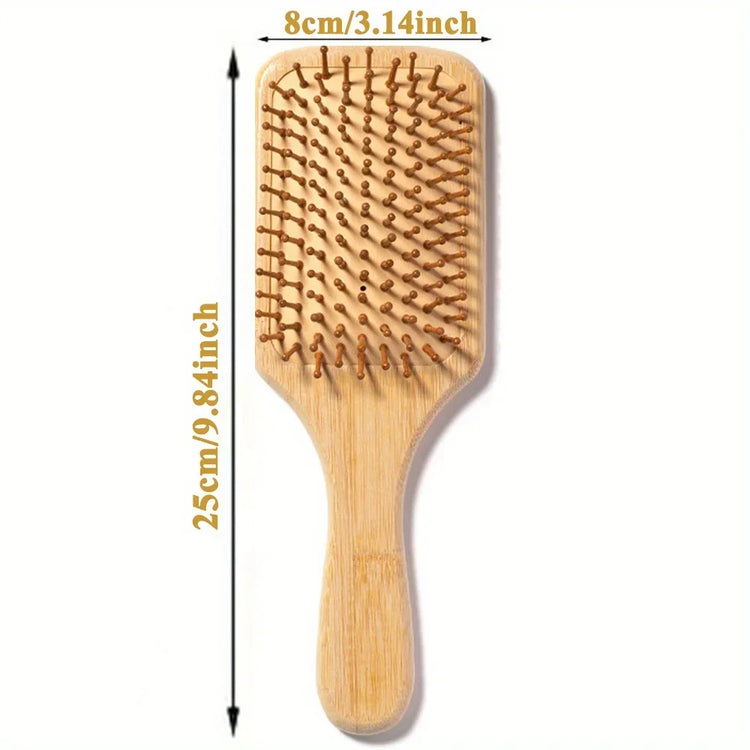 Natural Bamboo Paddle Comb Air Cushion Comb Scalp Massage Anti-Static Tangle Free Comb, Special for Real Hair Wigs
