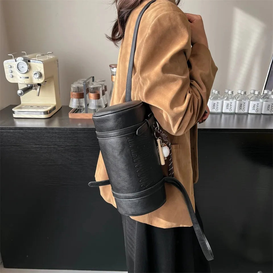 2025 Cylinder Pillow Bag for Women Multifunctional Shoulder Crossbody Bag with Pendant Winter Luxury Designer Handbag