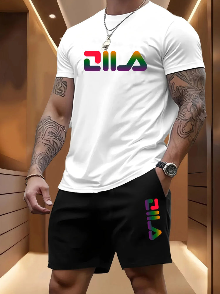 Completo Sportivo Estivo da Uomo per Spiaggia, Casual, per Basket e Attività all'Aperto, Comodo Set Due Pezzi con T-Shirt Larga alla Moda e Pantaloncini platinumshop