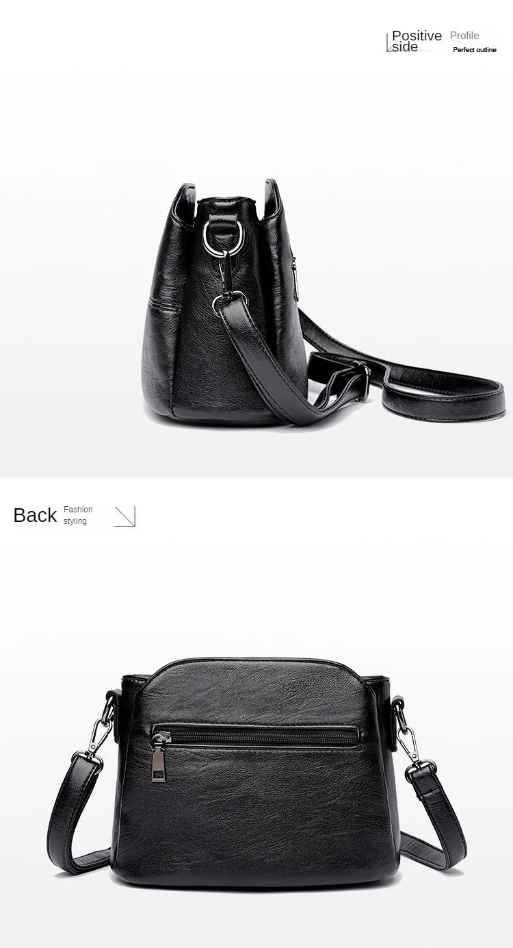Women's Bags Retro Design Crossbody Bag Trend Quality PU Leather Bucket Shoulder Bags Small Handbags for Women PlatiNum