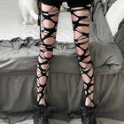 Collant a Rete Neri Irregolari da Donna, Stile Punk Goth, per Ragazze Audaci, Subcultura JK, Strappati, Moda Lolita