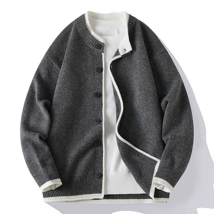 Legible Autumn and Winter Casual Sweater Men Loose Knitted Cardigan Male Round Neck Collar Sweatercoats Man