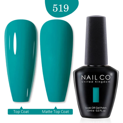 NAILCO 15ml Green Blue Series UV Nail Gel Polish Blue Colors UV&LED Gel Varnish Red Soak Off Semi Permanent LED Nail Gel Varnish