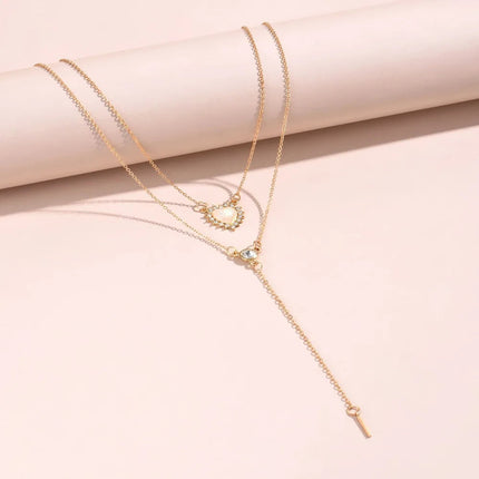 Collana d'amore personalizzata semplice alla moda collana con doppio Design multistrato con ciondolo in stile Y2K di lusso PlatiNum