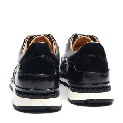 Luxury Autumn Winter Men's Leather Oxford Shoes Plaid Pattern Natural Genuine Leather Lace-up Sneakers Business Casual Shoes