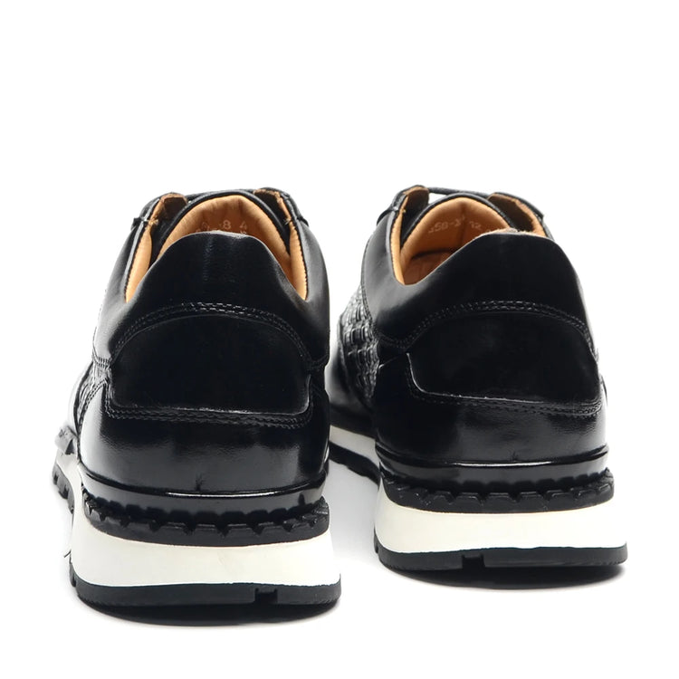 Luxury Autumn Winter Men's Leather Oxford Shoes Plaid Pattern Natural Genuine Leather Lace-up Sneakers Business Casual Shoes