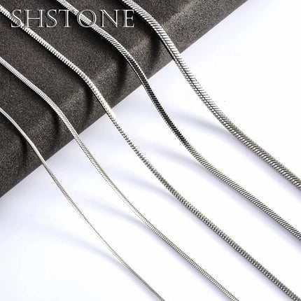 SHSTONE 1mm/2mm/3mm Women Snake Chain Men 925 Sterling Silver 40-75cm Necklaces Fashion Choker Jewelry Classics Neck Necklace PlatiNum