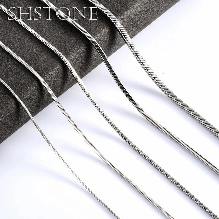 SHSTONE 1mm/2mm/3mm Women Snake Chain Men 925 Sterling Silver 40-75cm Necklaces Fashion Choker Jewelry Classics Neck Necklace PlatiNum