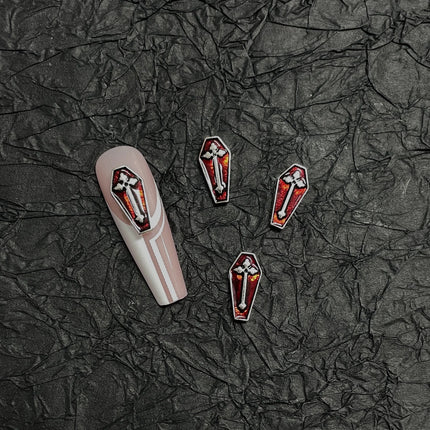 20PCS Alloy Dark Gothic Style Cross Skull Nail Art Decoration Punk Spider Web Coffin Nail Charm Accessories for DIY Crafts