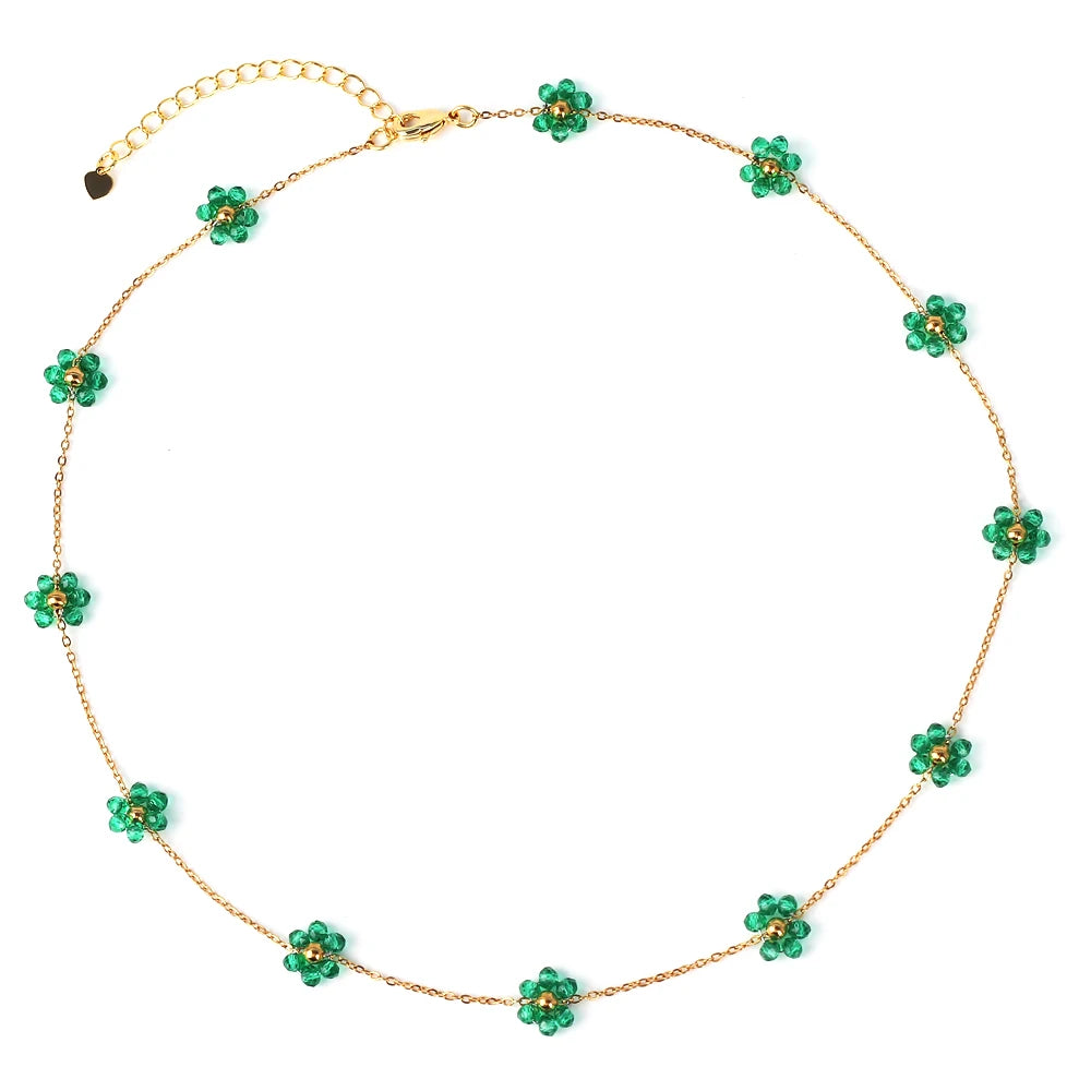 Collana a catena da tennis Hip Hop con zirconi cubici verdi stile misto CZ per donna Gioielli girocollo in oro 18 carati con smeraldi di cristallo per feste di strada