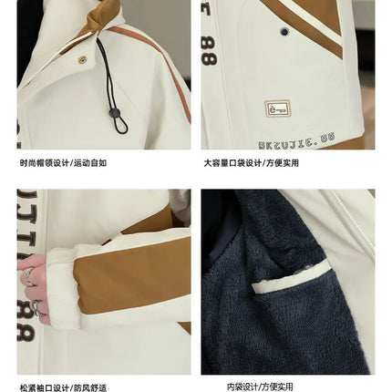 Fashion Autumn Winter Men's Hooded Fleece Jackets Youth High Streetwear Casual Plush Liner Coats Windproof Padded Tops Clothing