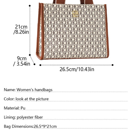 CHCH Fashion Monogram Print High Quality Metal Logo Casual Light Luxury Brand Designer 2025 New Women's Handbag bolsos mujer PlatiNum