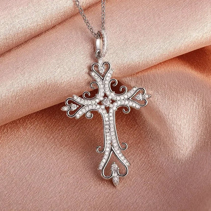 Vintage Christian Ice Crystal Jesus Head Pendant Necklace for Men and Women Cross Catholic Amulet Jewelry PlatiNum