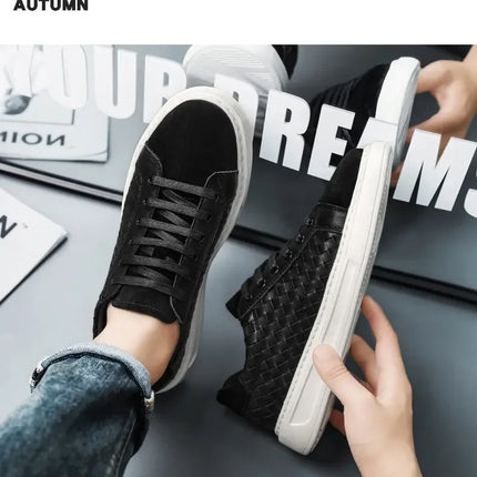 Sneakers Premium Breathable Woven Black Casual Shoes for Men Lightweight Comfortable Daily Walking Outdoor Footwear