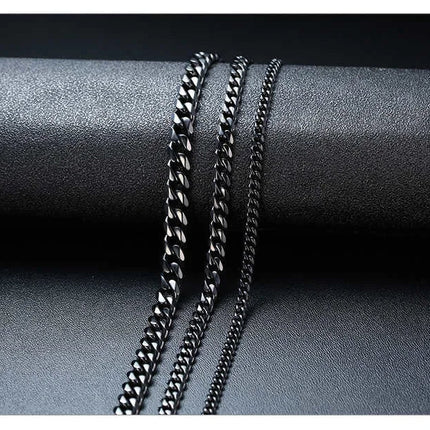 3-11MM Classic Cuban Chain Necklace for Men Women,Silver Black Gold Grey Color Stainless Steel Chains,Basic Punk Jewelry Gift PlatiNum