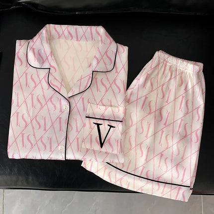 Estate delle nuove donne avanzate senso del ghiaccio pigiama di seta Homewear Set ragazze pigiama temperamento pigiama a maniche corte Homewear Set