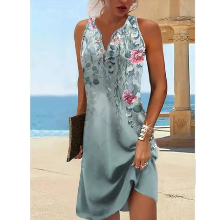 Abiti Estivi da Donna alla Moda, Vestiti Bohémien Senza Maniche, Copricostume con Scollo a V, Abito Copricostume da Spiaggia platinumshop