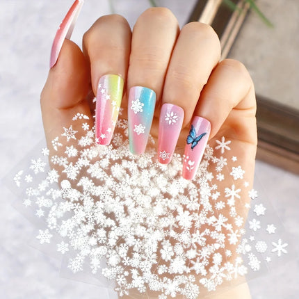 30Pcs Christmas 3D Nail Art Stickers Decals Self‑Adhesive Cartoon Snowflake Snowman Nail Art Supplies for Women Manicure Decorations