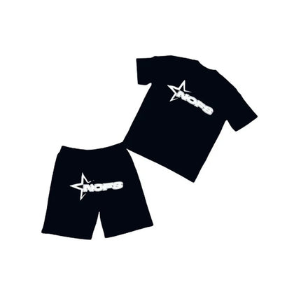 Y2K T-shirt Short Kpop Street Fashion Print Unisex Short Sleeve Top Casual Loose Drawstring Shorts Pants Women Men Clothing Tees