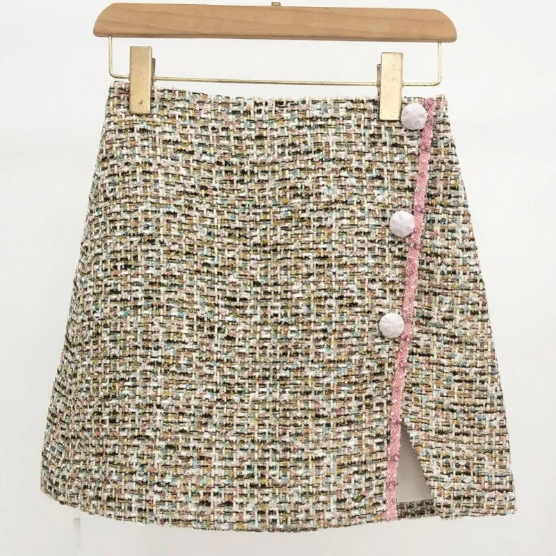 2025 Hot Sale Elegant Female Pink Shiny Diamonds Tweed Jackets Single Breasted Chic Tops Work Lady Slim Fit Coat Casual Blazers