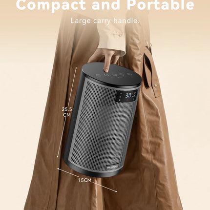 Portable Electric Heater 1500W PTC Ceramic Space Heater 10inch Instant Warmth Quiet Air Blower Fan V0-Grade Fireproof Materials Overheat Protection Tilting Protection Home Appliance for Bedroom Office Desk Indoor