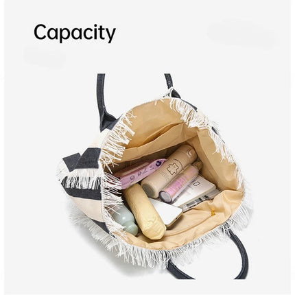 Borsa tote a righe da donna con colori contrastanti Borsa a tracolla con lettere alla moda Borsa da pendolarismo per ascelle di grande capacità