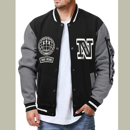 American Hip Hop Baseball Jersey Jacket Man Letter Splicing Embroidery Baseball Uniform Autumn Anti-Wind Bomber Coat Men Clothes