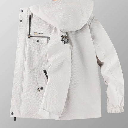 New Men's Trend Fashion Casual Windproof Waterproof Soft Shell Warm Coat Outdoor Sports Jogging Multi-Function Hooded Jacket