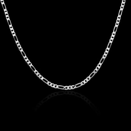 ALIZERO 40-75cm 925 Silver 4mm Figaro Chain Necklace for Women Men Long Necklace Hip Hop Jewelry Gift PlatiNum