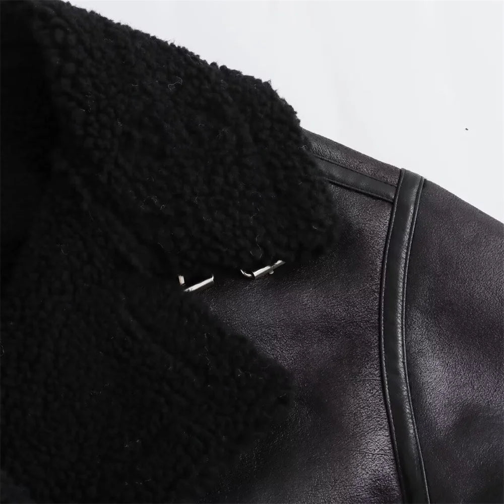 2025 Autumn New Women's European and American Style Loose Fashion with Belt Double sided Collar Jacket Coat