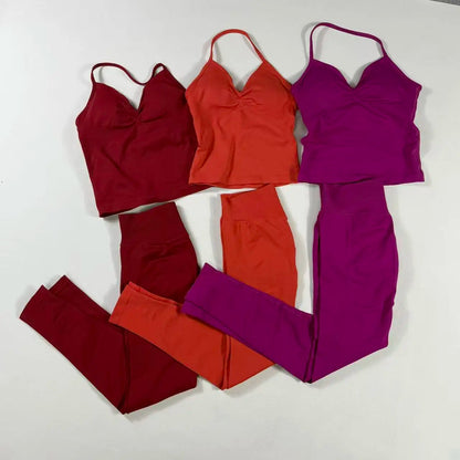 Yoga Gym Set 2 Piece Women Strappy Yoga Bra Top Workout Scrunch Shorts Sports Suit Fitness Clothes Seamless Yoga