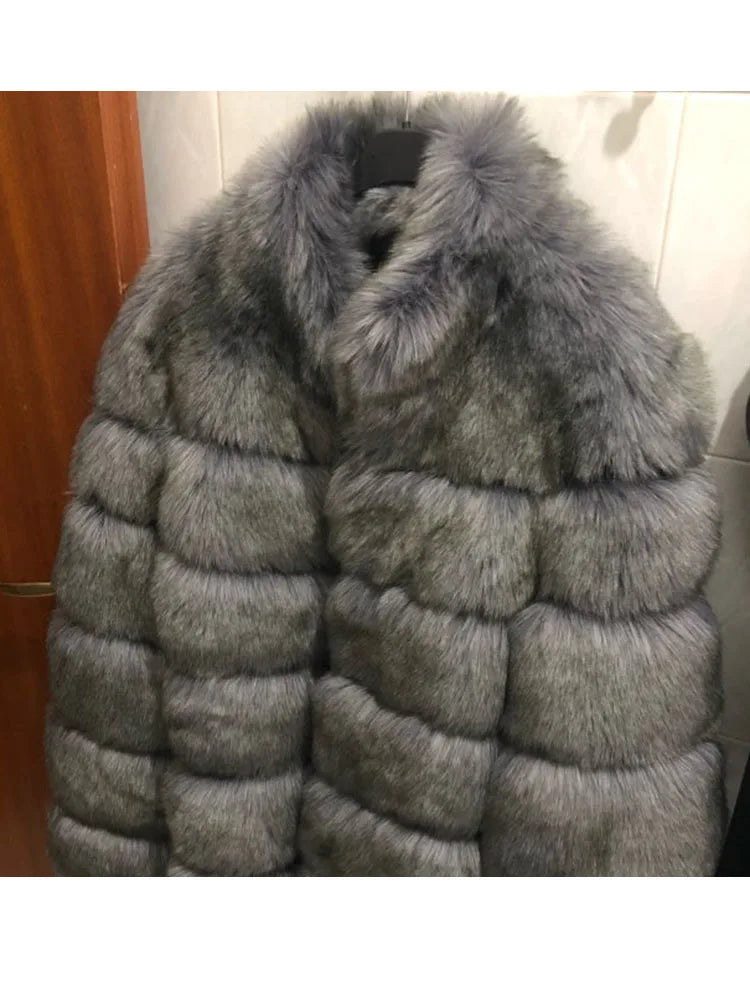 ZADORIN Fashion Thick Warm Winter Coat Woman Luxury Faux Fox Fur Coat Jackets Woman Stand Fur Collar Fake Fur Jacket Outerwears