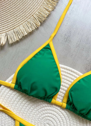 Costume da Bagno Bikini Brasiliano Ricamato a Contrasto con Patchwork per Donna - Set Estivo da Spiaggia platinumshop