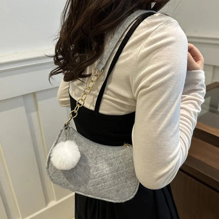 Mini Women Shoulder Bags Fashion Felt Women's Bag Design Advanced Underarm Handbags Mini Saddle Bag PlatiNum