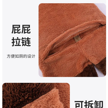 Family Matching Hooded Jumpsuit Cartoon Cypabara Onesie Winter Warm Sleepwear Boys Girls Pajamas Christmas Cartoon Home Clothes